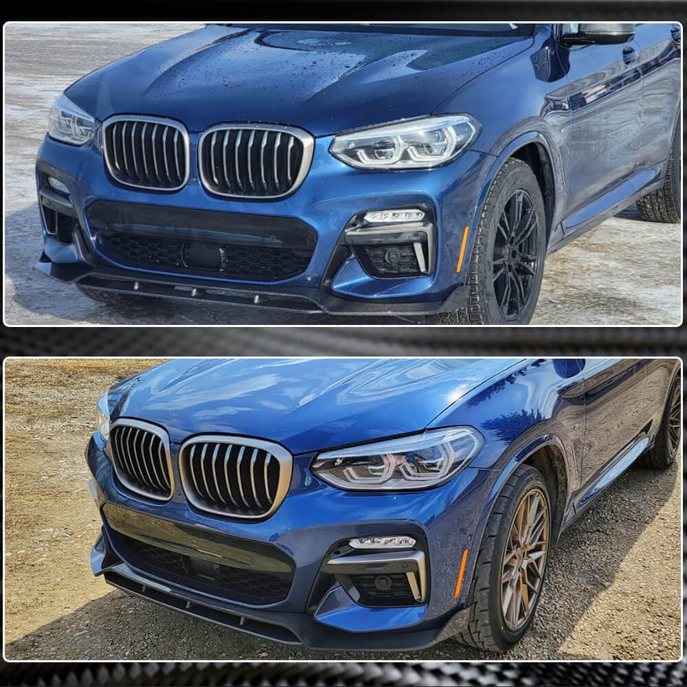 Накладки на передній бампер Lip (для оригінального M-Sport 2018-2021, Карбон) 5