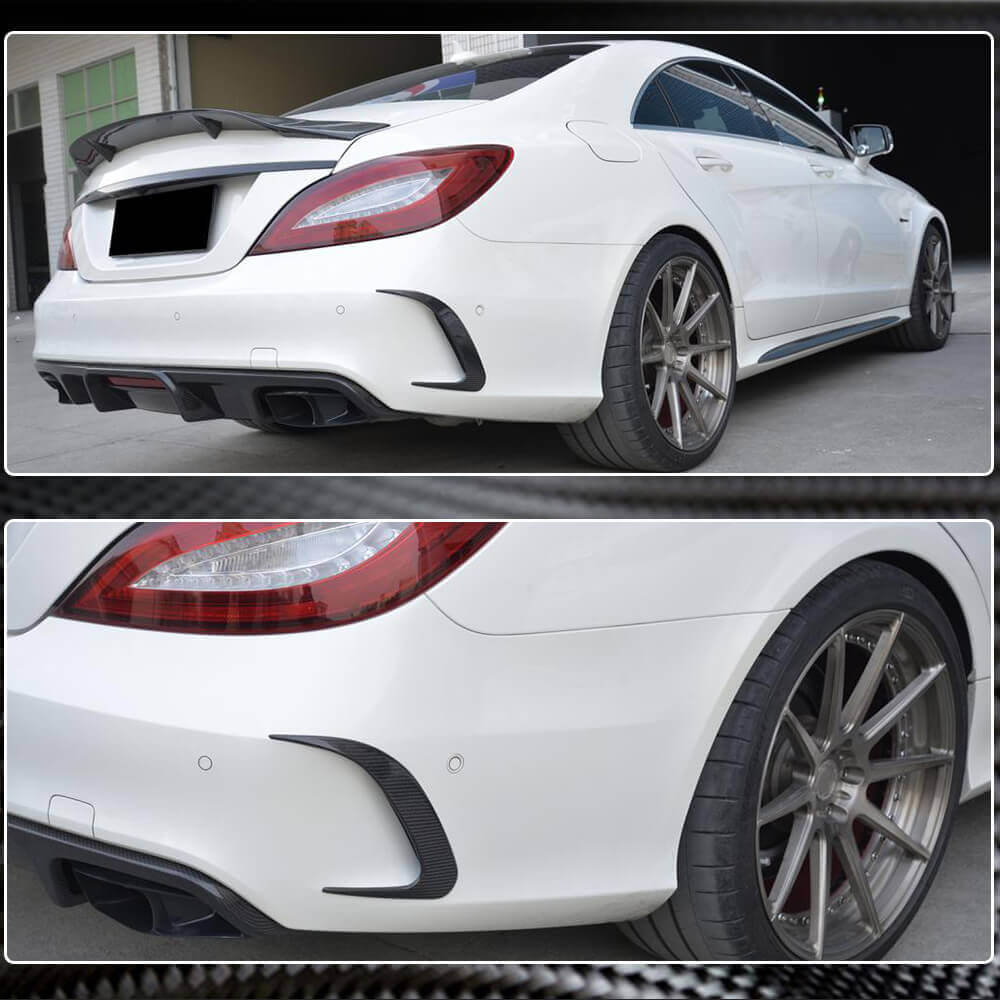 Накладки на задній бампер (для Base / CLS63 AMG SD 2015-2018, Карбон) 5