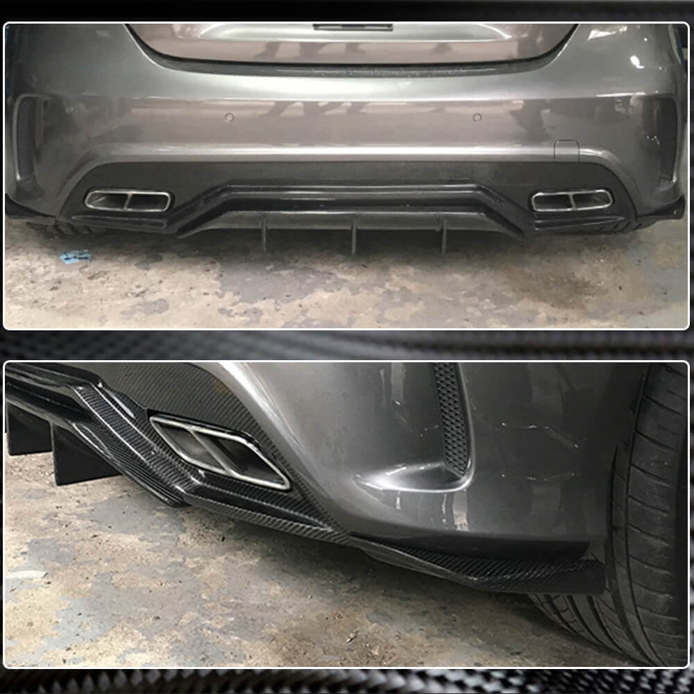 Накладки на задній бампер Flap (для AMG-Line / A45 AMG HB, Карбон) 4