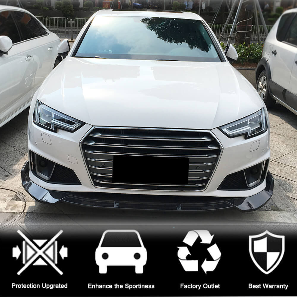Накладка на передній бампер Lip V1 (для S-Line Sedan 2015-2019, Карбон) 2