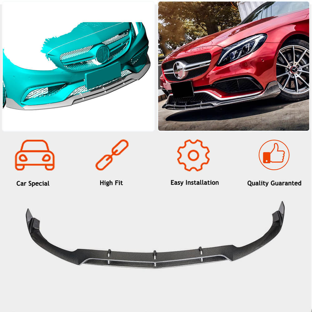 Накладка на передній бампер Lip V4 (для SD C63 AMG 2015-2019, Карбон) 3