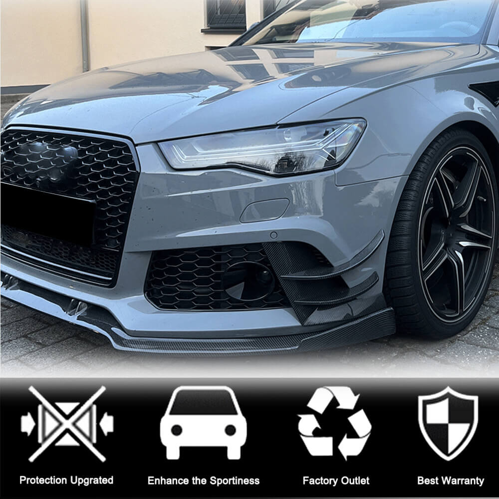 Накладки на передній бампер (для RS6, 4 шт, Карбон) 2