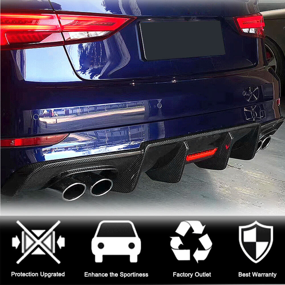 Дифузор заднього бампера V3 (для S-Line Sedan 2017-2020, Карбон) 2