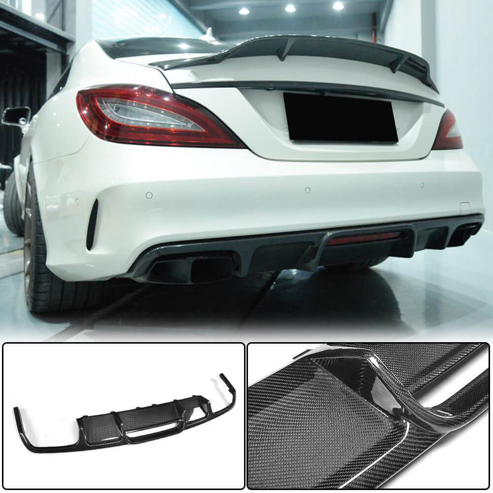 Дифузор заднього бампера (для Base/CLS63 AMG 2015-2018, Карбон) 2