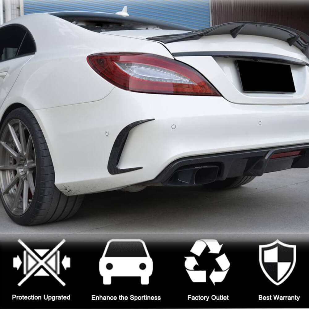 Накладки на задній бампер (для Base / CLS63 AMG SD 2015-2018, Карбон) 3