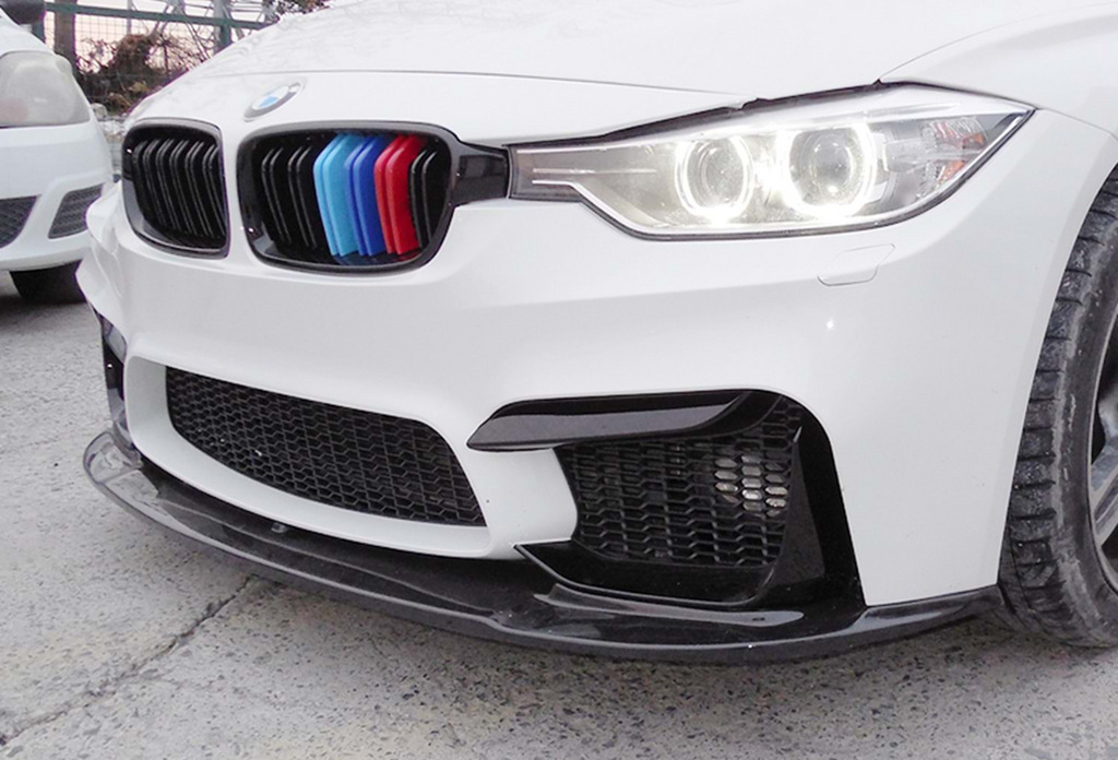 Накладка на передній бампер Lip V-1 (Для M3, чорний глянець) 5