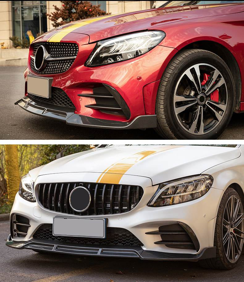 Накладка на передній бампер Lip V3 (для C43 AMG 2019-2021, Карбон) 5