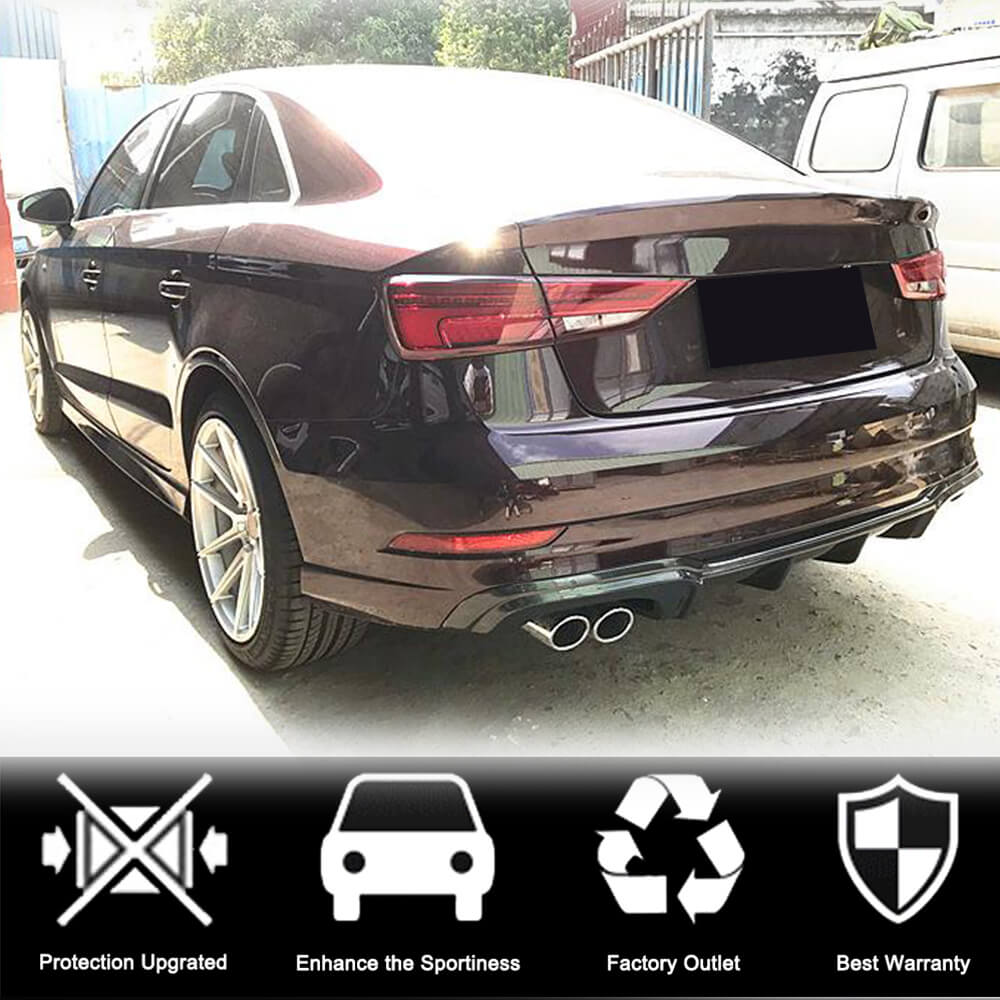 Дифузор заднього бампера V5 (для S-Line Sedan 2017-2020, Карбон) 2