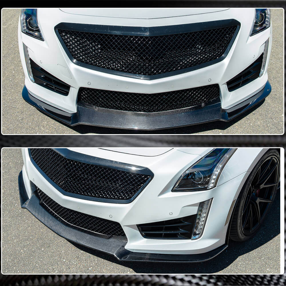Накладка на передній бампер Lip V2 (для CTS V Sedan 2016-2019, Карбон) 3