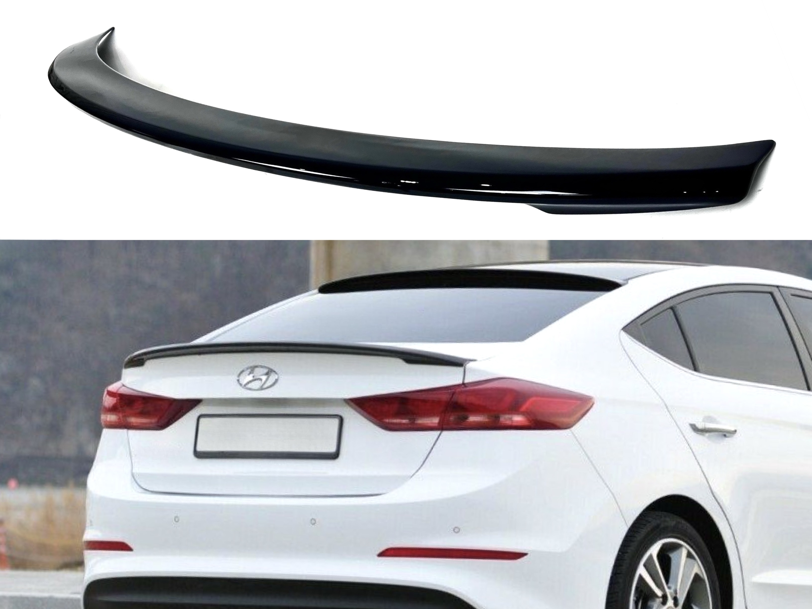 Спойлер лип багажника Hyundai Elantra AD 2016-ABS пластик, колір чорний глянець