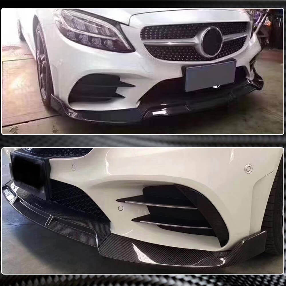 Накладка на передній бампер Lip V3 (для C43 AMG 2019-2021, Карбон) 2